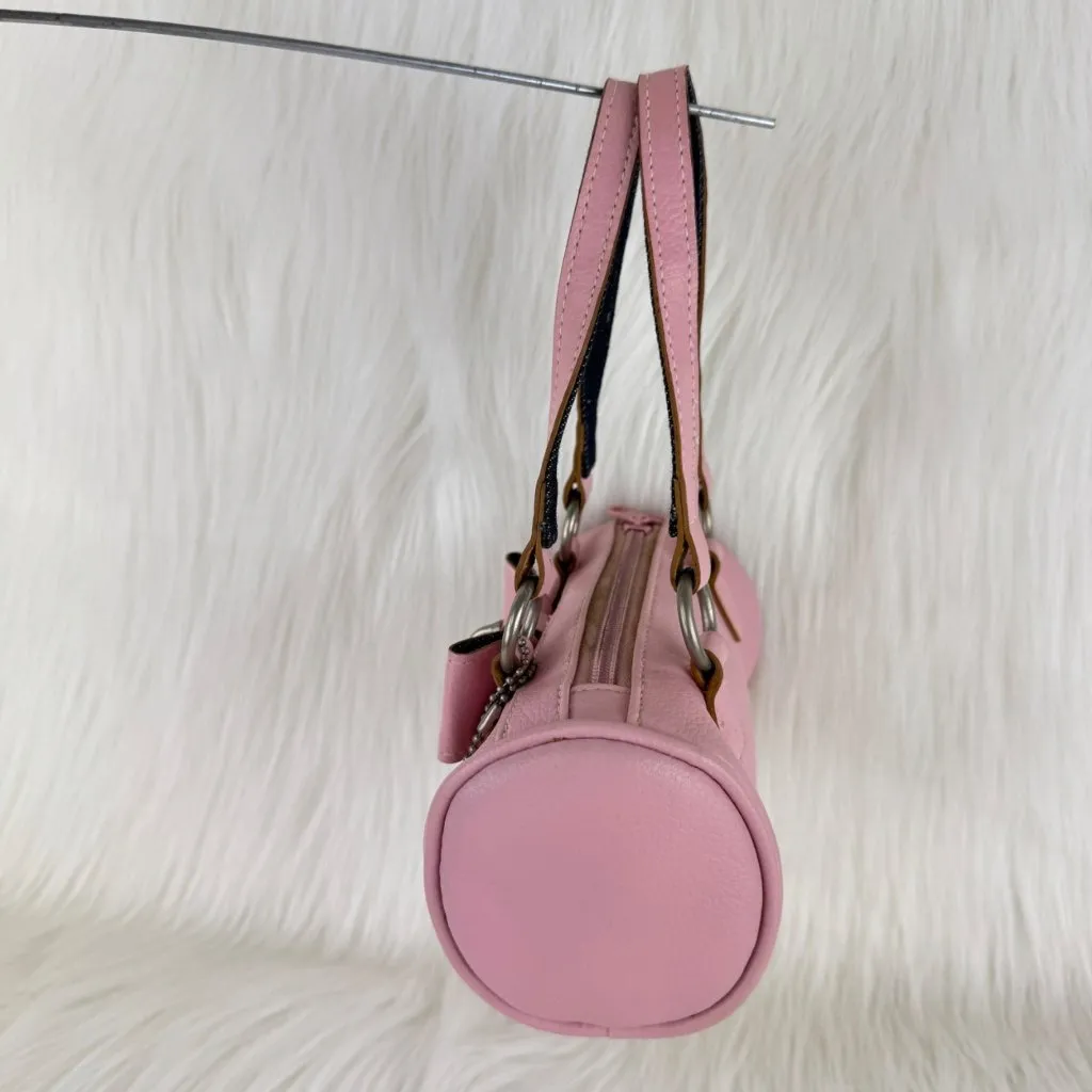 Women's Faux Leather Mini Cylinder Purse Handbag Pink 7'x3.25"x3.25" - Image 3