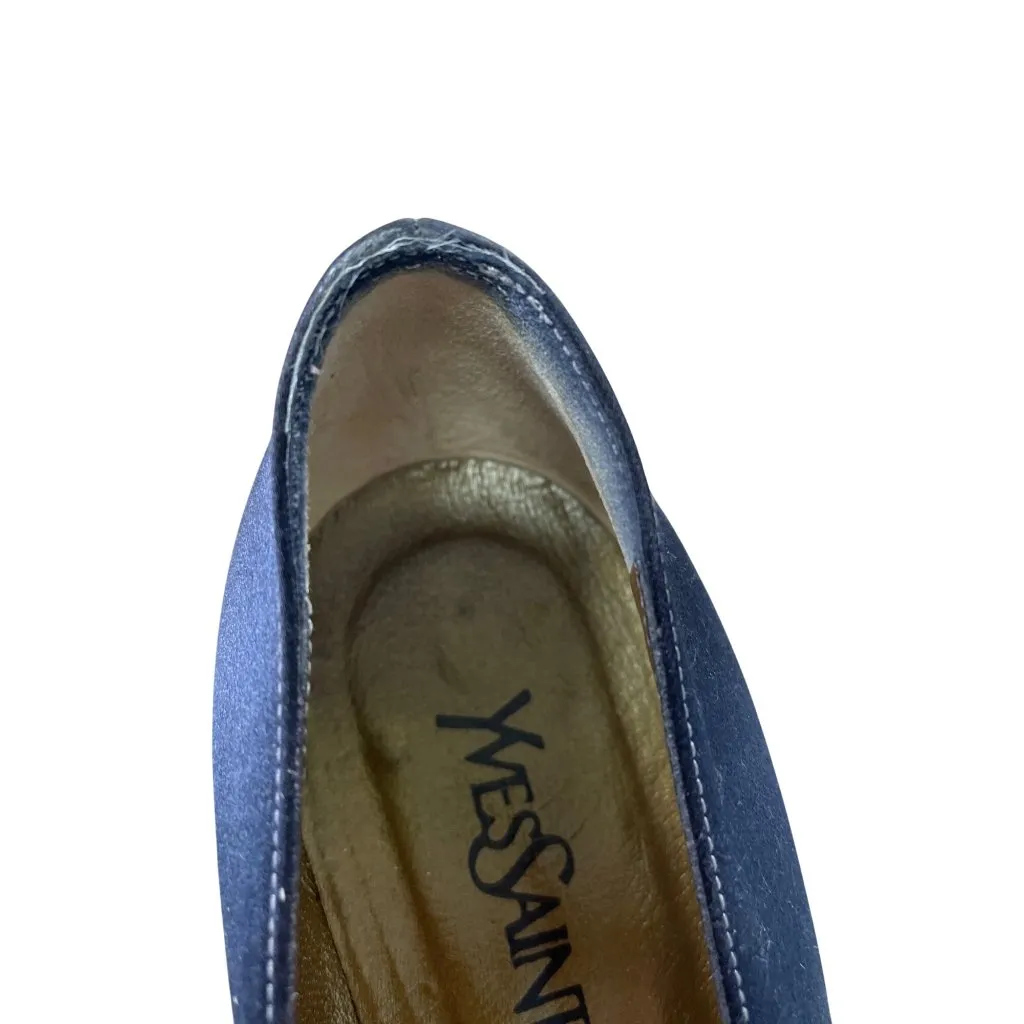 Yves Saint Laurent Womens Blue Satin Kitten Heel Pumps Size 5.5M SKU 8833 - Image 13