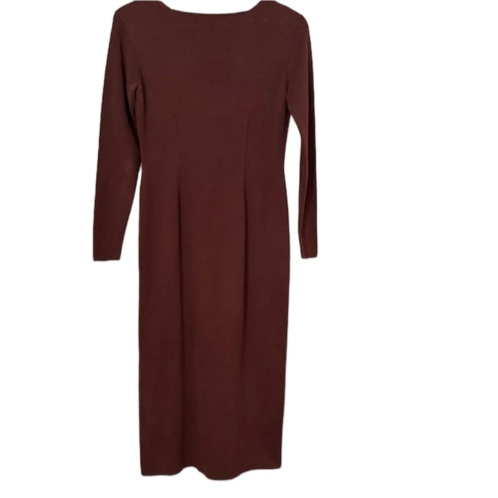 Peruvian Connection Soft Brown 100% Pima Cotton LS Maxi Dress Made in Peru - Image 3