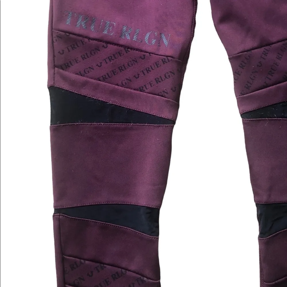 Monogram Yoga Leggings Knit Mesh High Waisted Burgundy Size S - Image 5
