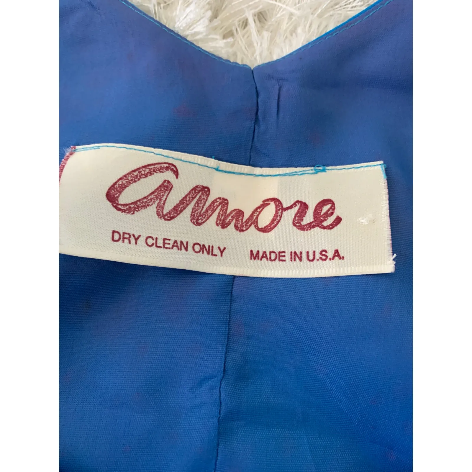 Vintage Custom Made Turquoise Dress Wrap Petal Hem Rosette Sz ? small XS Blue - Image 8