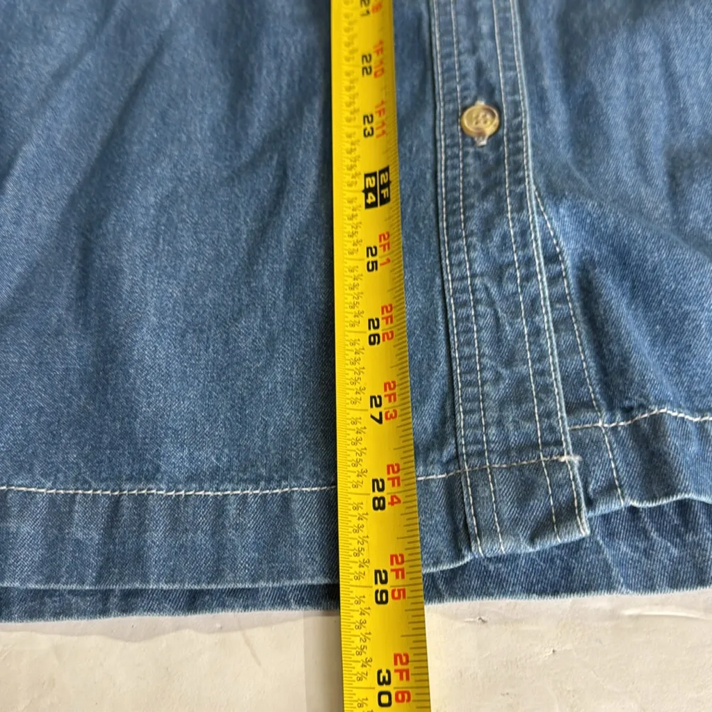 Bobbie Brooks Denim short sleeve Blue Button Up Shirt embroidered birds flowers Size 26W - Image 10