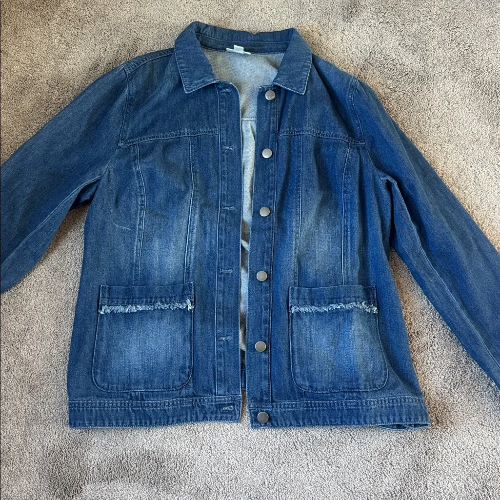 J. Jill Button Down Denim Jacket SIZE M Blue Size M - Image 2