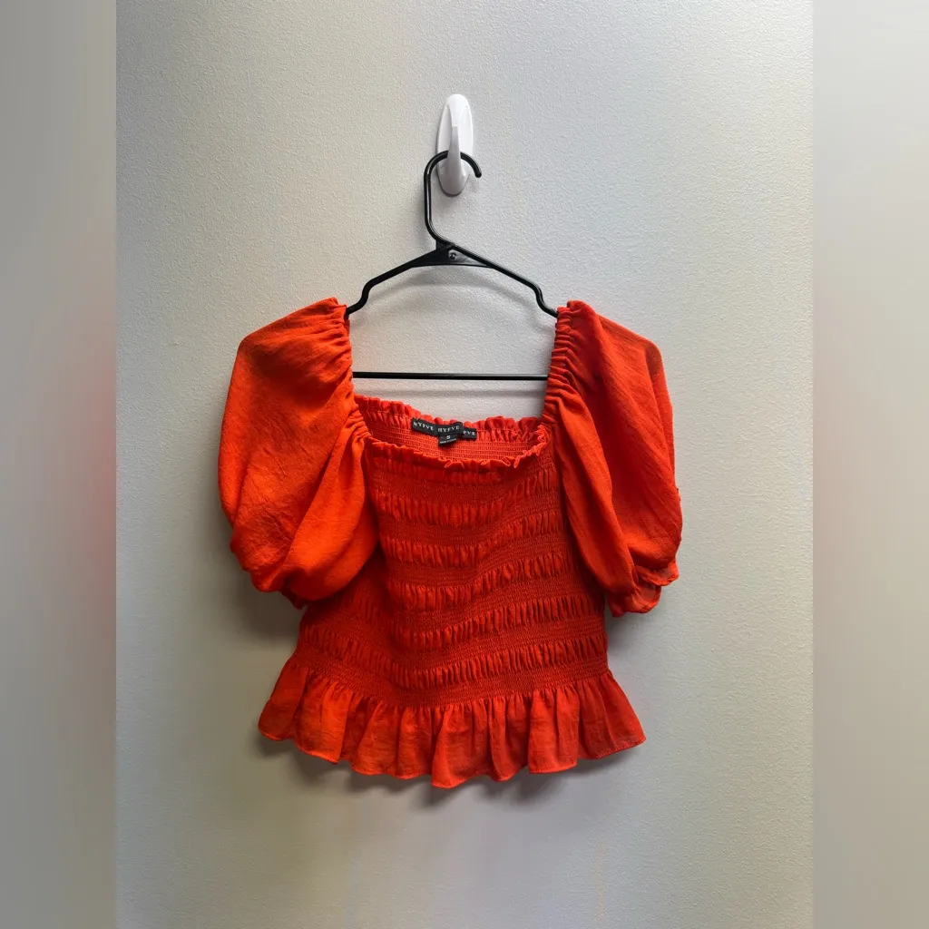 HYFVE Bright Orange Smocked Blouse - Image 2