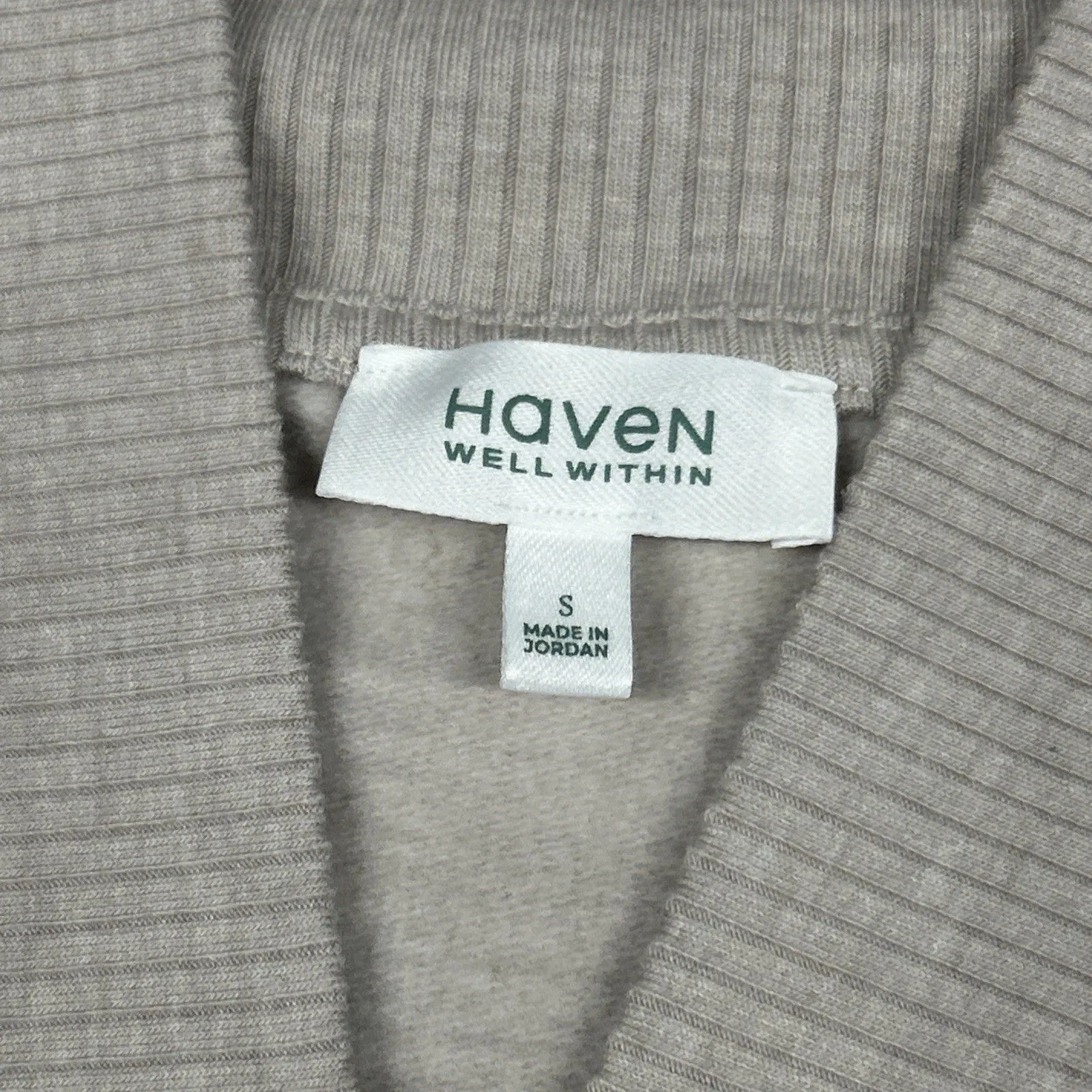 Haven Well Within Top Womens Small 1/4 Zip Soft Beige Side Slits Sweater - Image 3