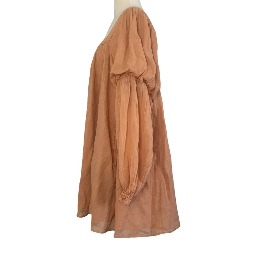 FREE PEOPLE So Fresh Tunic Oversized Top Puff Sleeve Button Down Dress Sz M NEW - Image 12