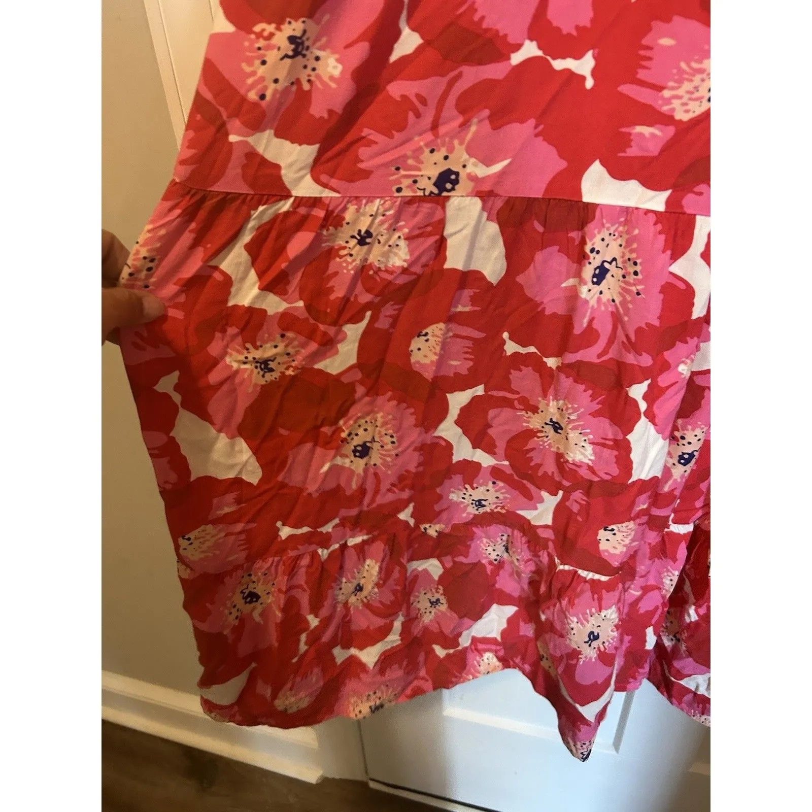 New Pink Floral Cross Neck Halter Open Back Printed Summer Maxi Dress Size XL - Image 6