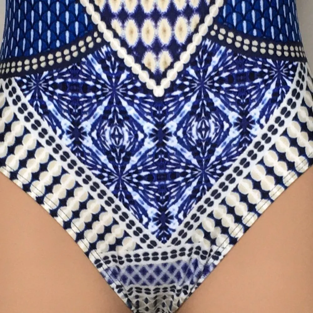 Kenneth Cole blue tummy control Plunge swimsuit - Image 10