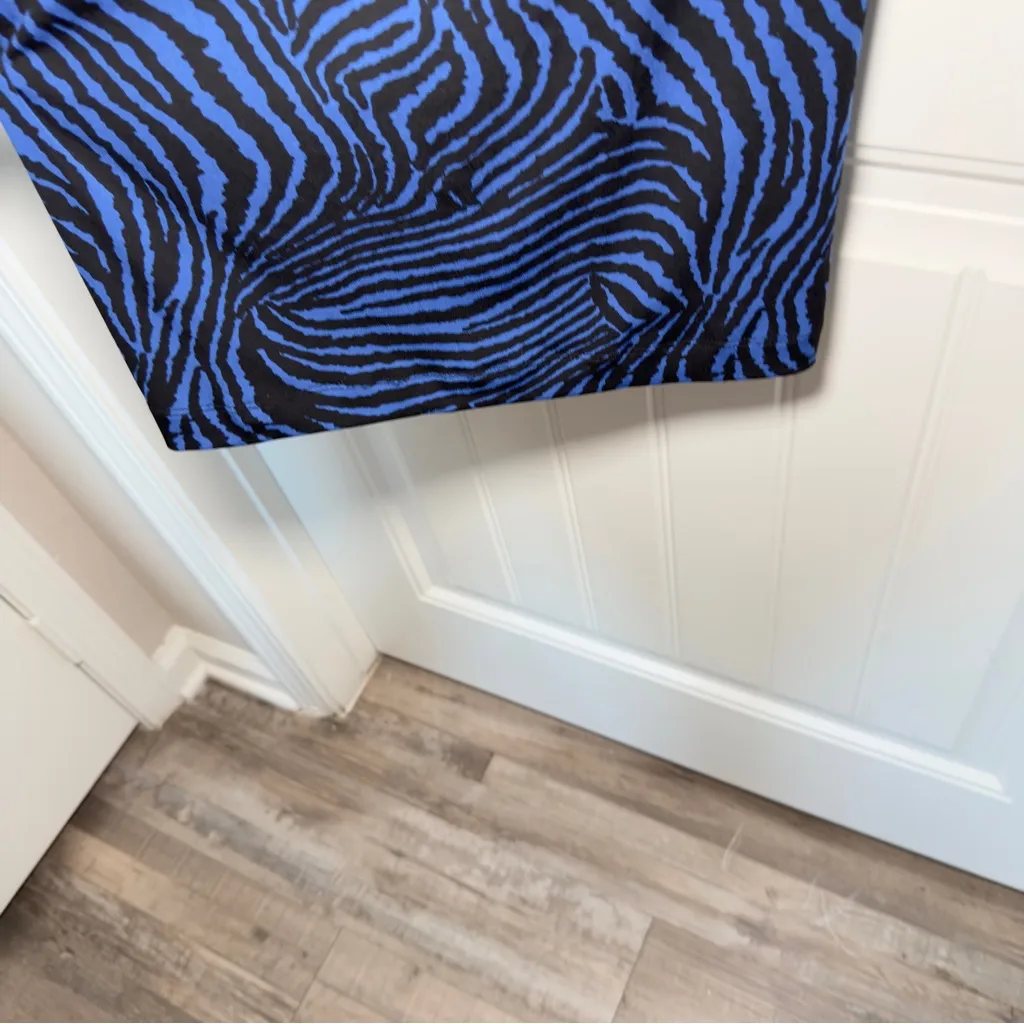 Peter Nygard Blue Black Wide Leg Elastic Waist Stretch Pull Pants - Image 6