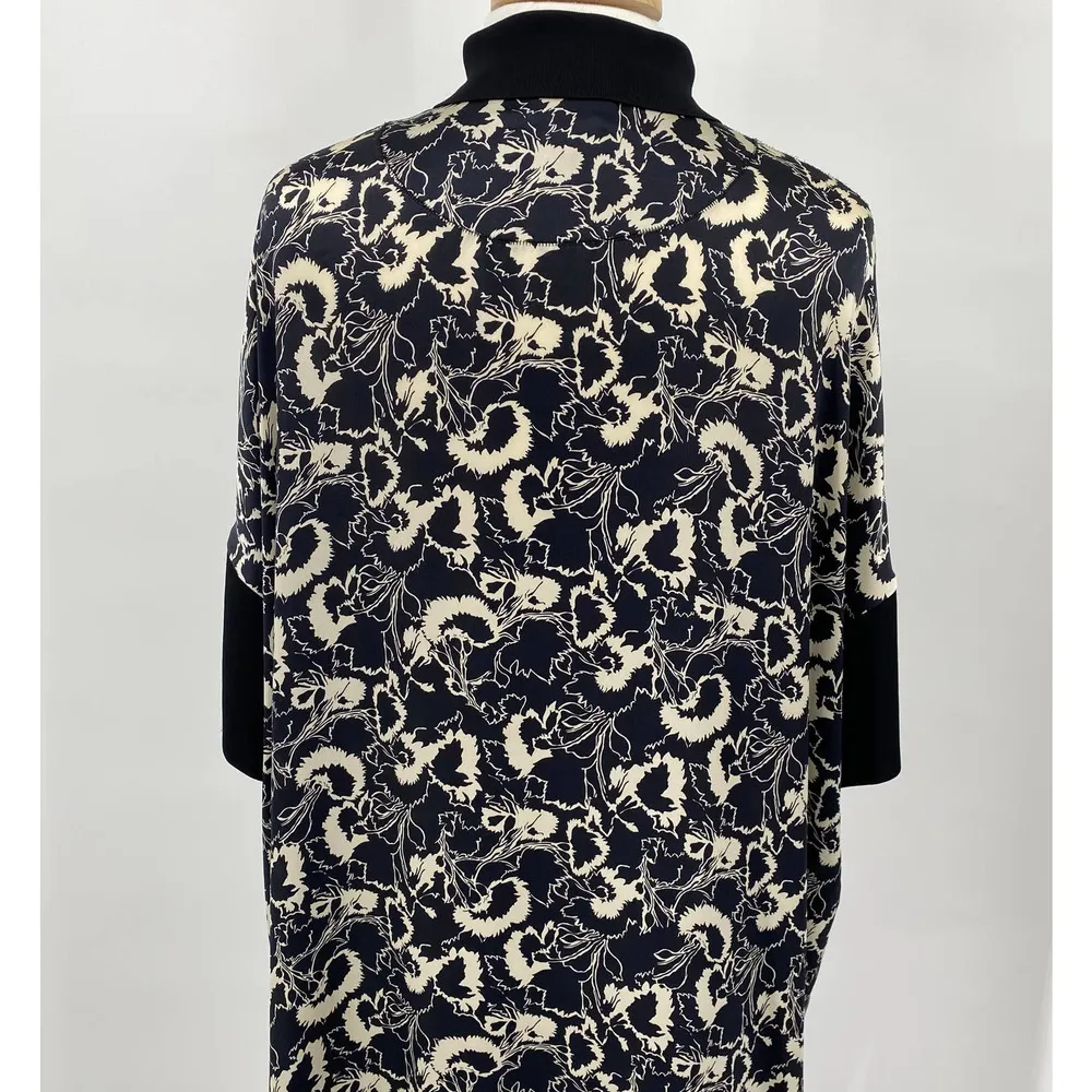 Rag & Bone X Liberty Silk Dress Floral Print Hidden Button V Neck Black Womens M - Image 8