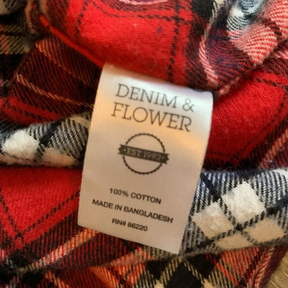 Denim & Flower women’s slim fit plaid flannel size S - Image 4