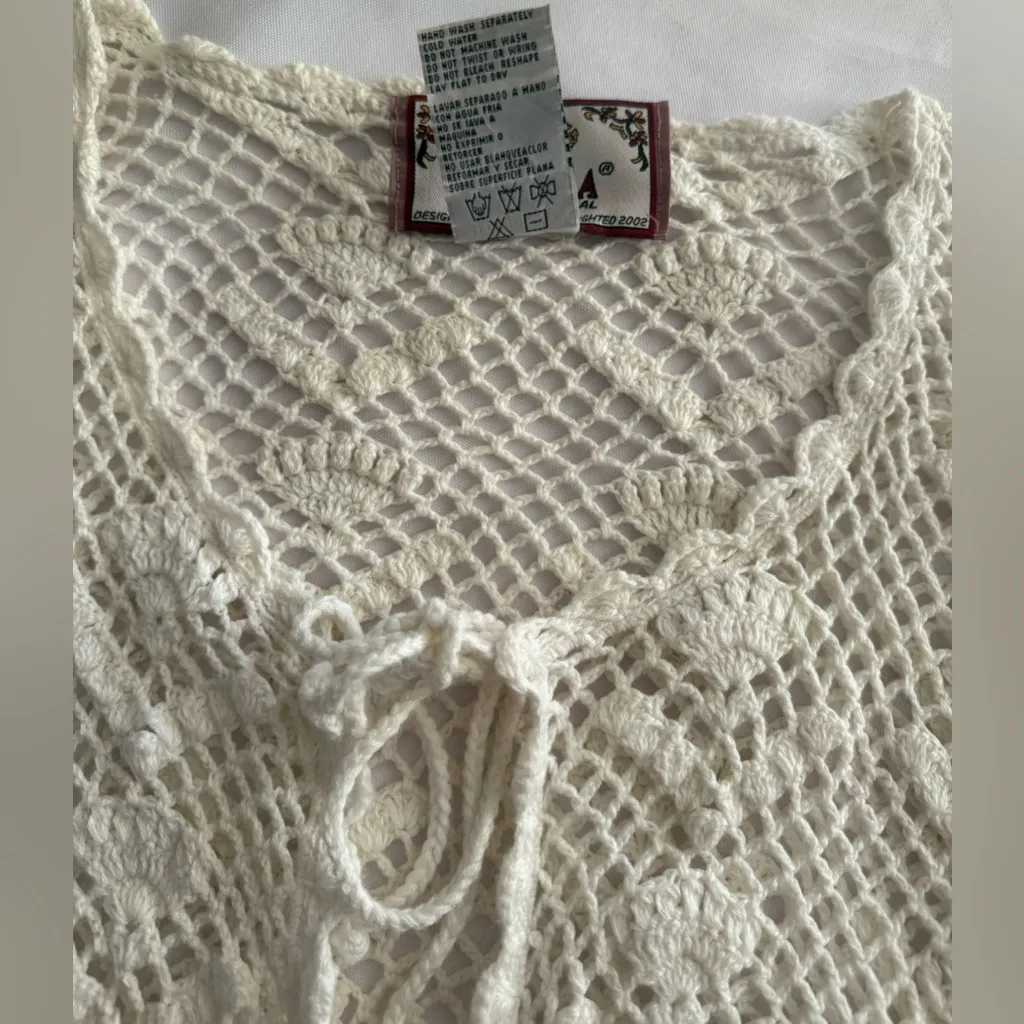 Vtg Tiara International Cottage Core Crocheted Cardigan Sweater SZ L - Image 7