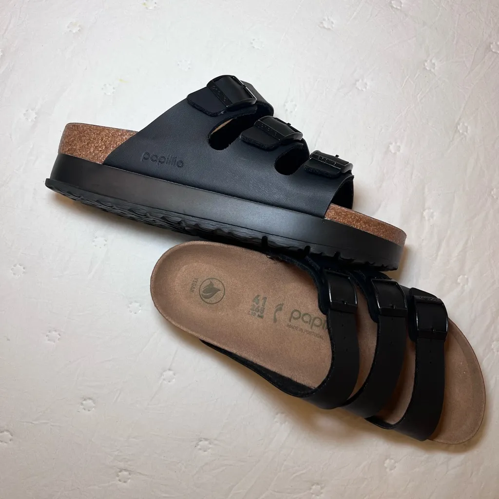 Papillio Triple Strap Black Platforms Size 10 - Image 8