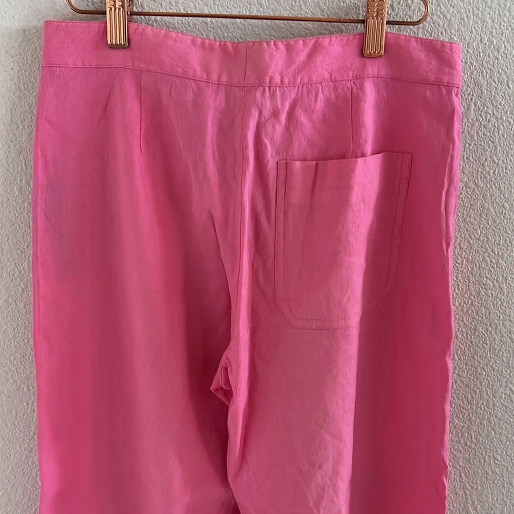 Ralph Lauren Vintage Black Label Linen Viscose Pink Wide Leg Pants 2 - Image 6