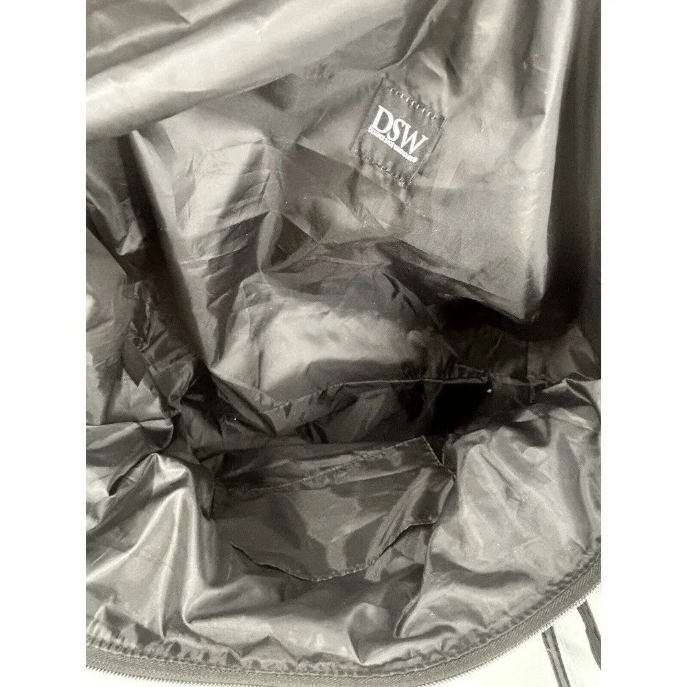 DSW Exclusive-Striped Overnighter Large Tote Bag Black White Canvas Strap Pocket - Image 16