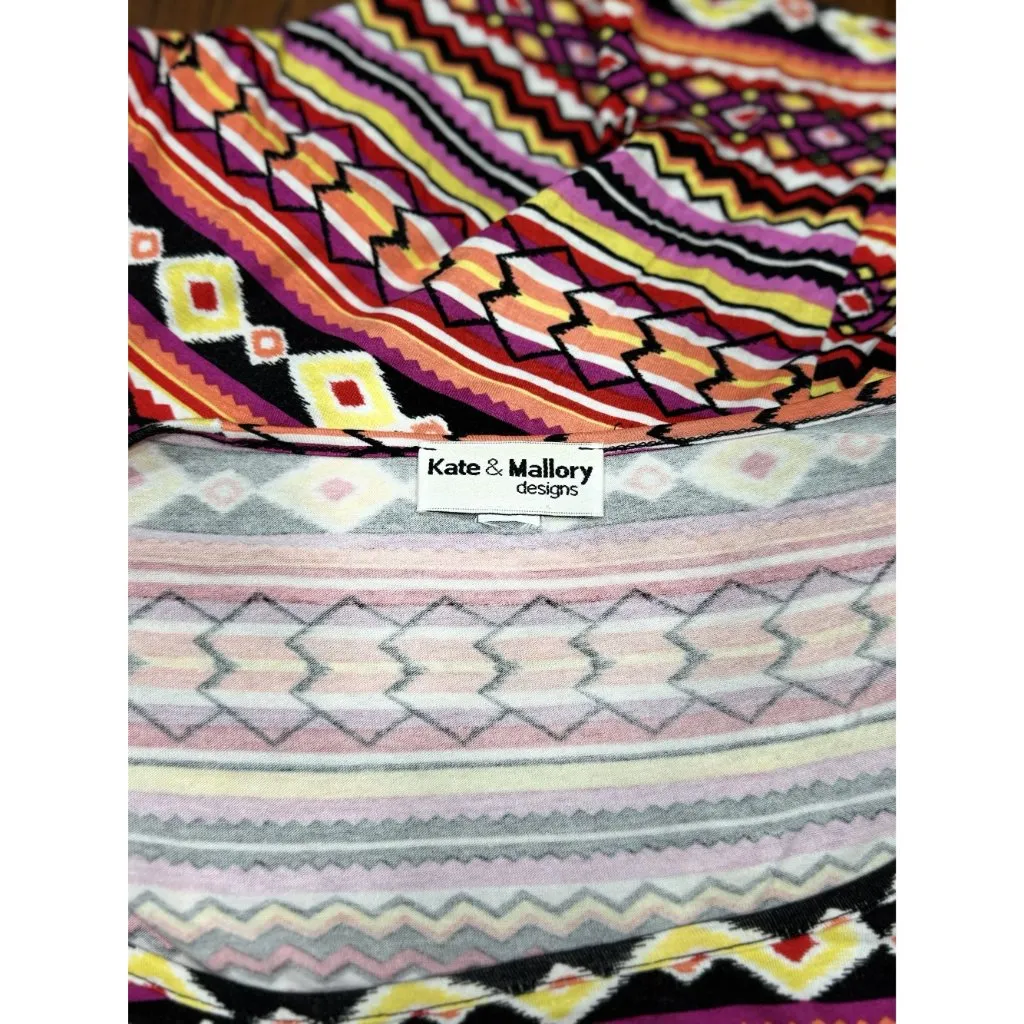 Kate & Mallory Womens Tunic Top Plus Size 2X/3X Multicolor Geometric Print - Image 4