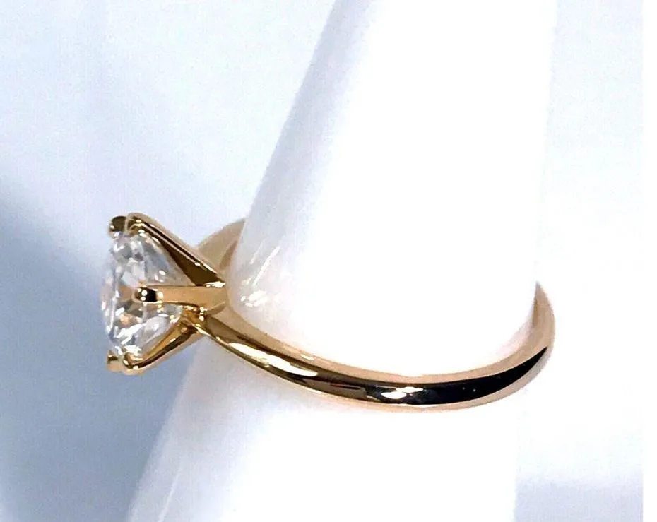 14KT 2 CARAT GENUINE MOISSANITE SOLID YELLOW GOLD RING NWOT - Image 5