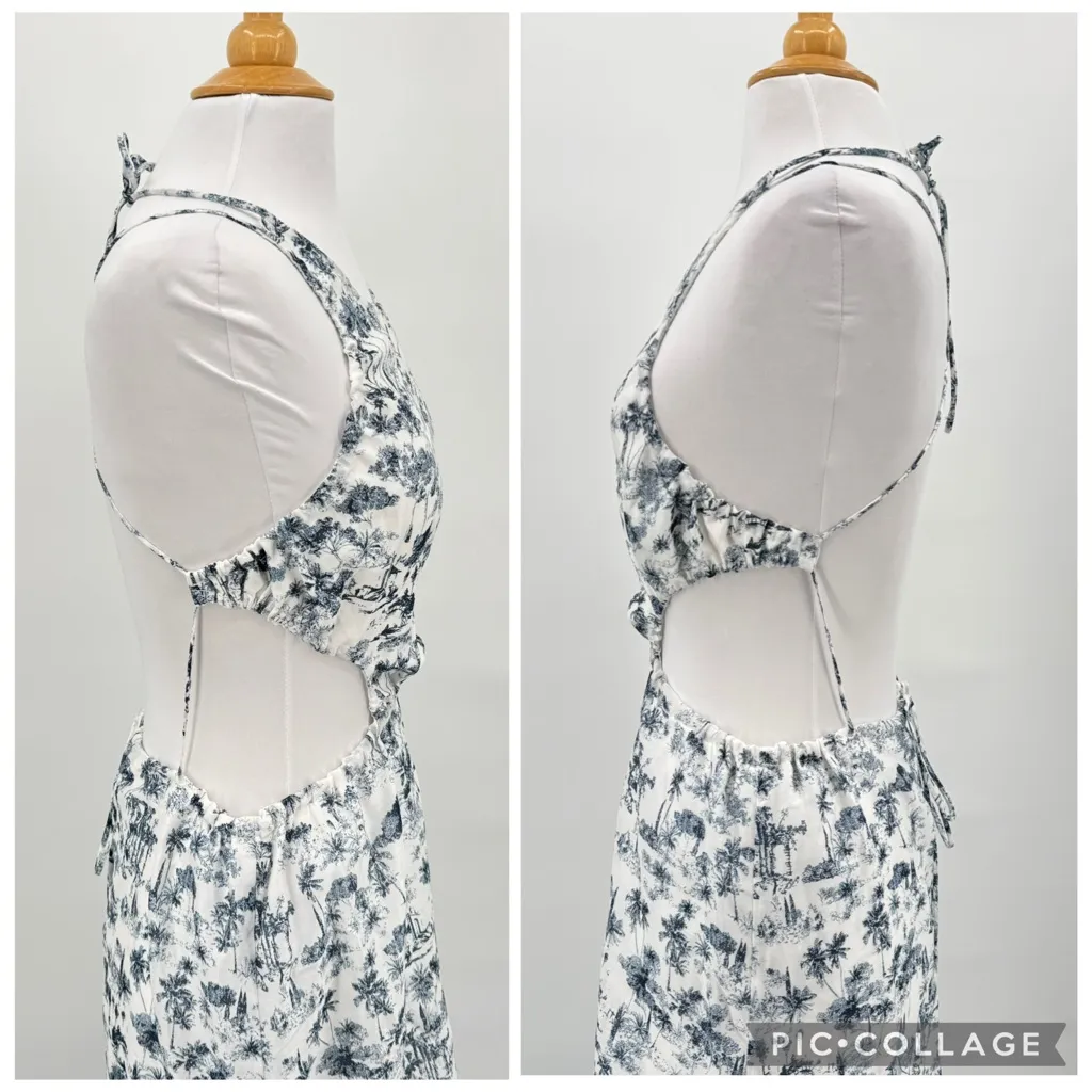 Sir The Label Dimitri Open Back Maxi Dress Cutouts Silk Cotton Resort Beach US 6 Blue - Image 8