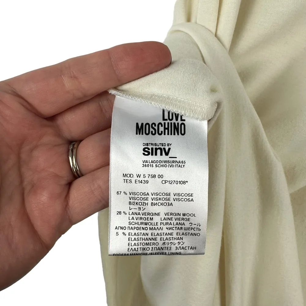 NWT Love Moschino Sz 4 Women's White Puff Short Sleeve Knit Tshirt Dress‎ - Image 8