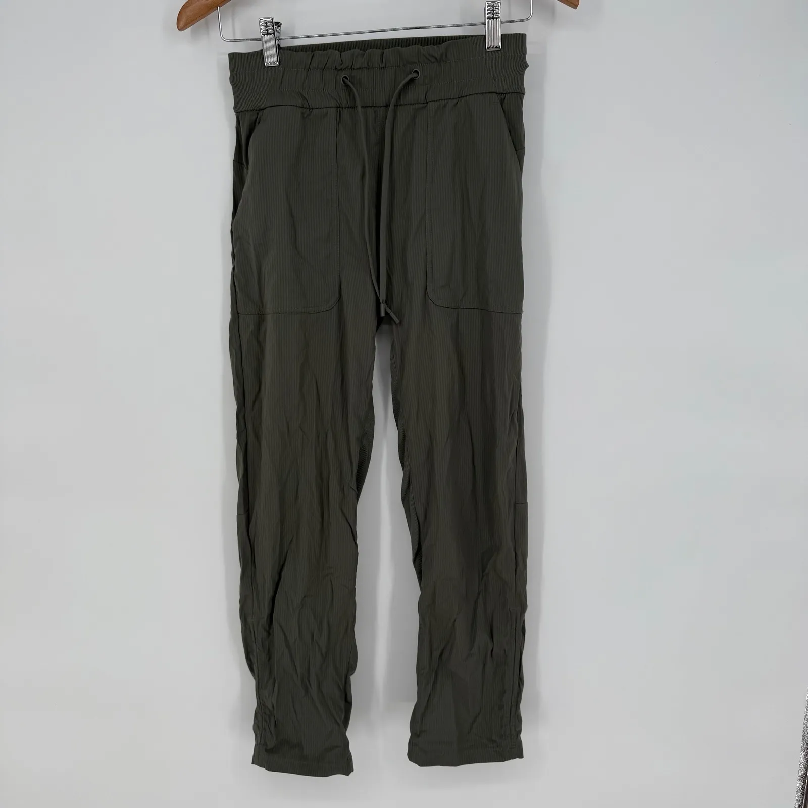 Lululemon Align Ribbed Jogger Pants Olive Green Size 4 Drawstring Pockets - Image 2