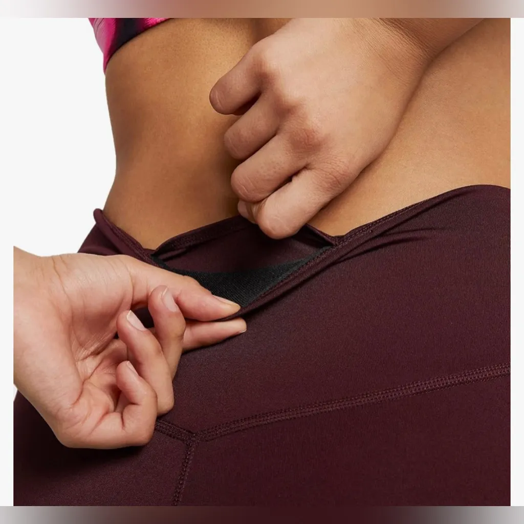 Nike One Icon Clash Women's Mid-Rise Leggings Size S Burgundy/Pink - Image 5