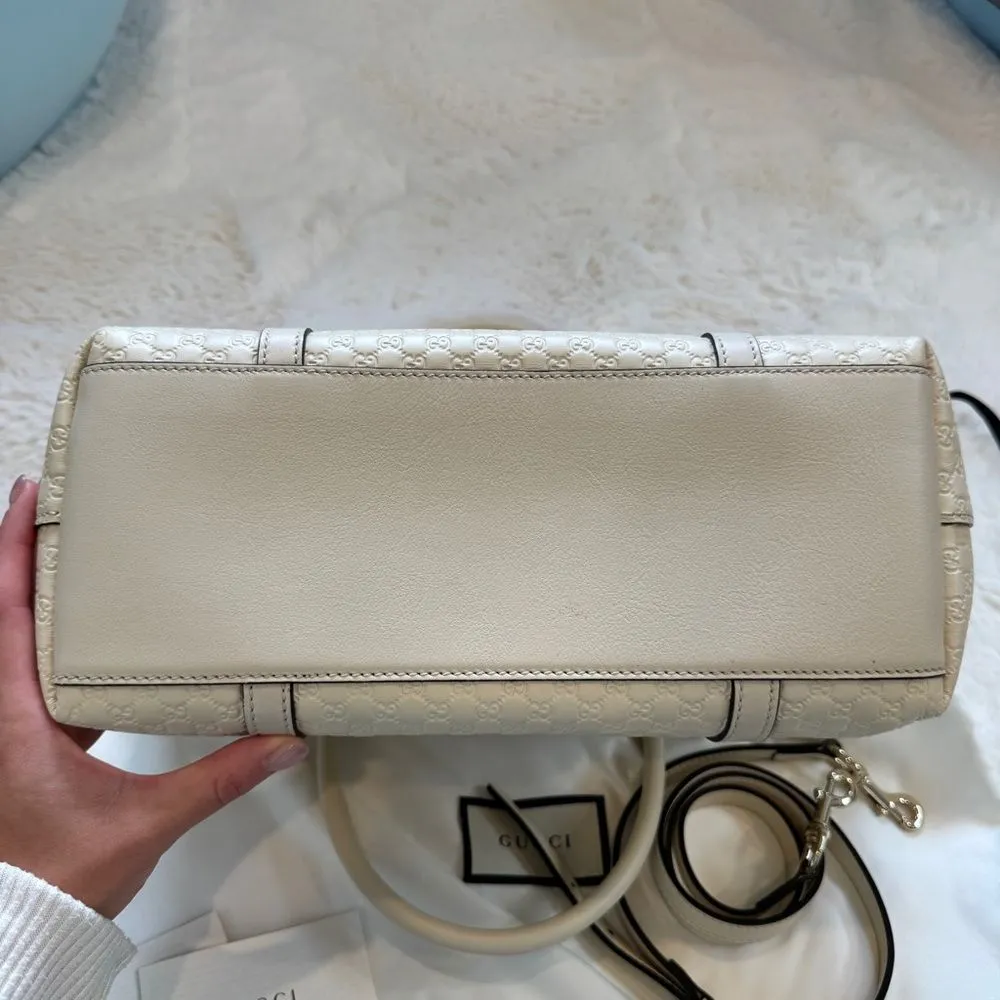Gucci Microguccissima Logo Leather Tote - Beige - Image 4