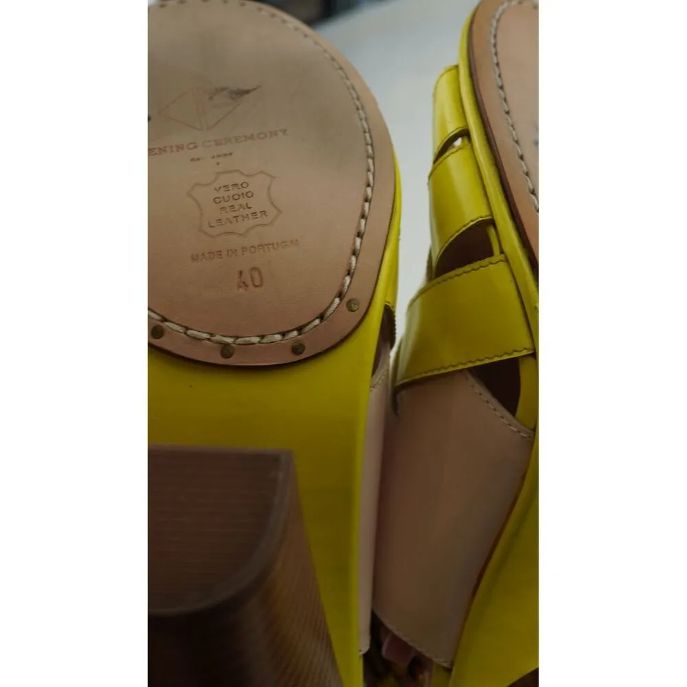 Opening Ceremony Colorblock Heels Yellow Blush Pink Leather Platform Sandals 9.5 - Image 11