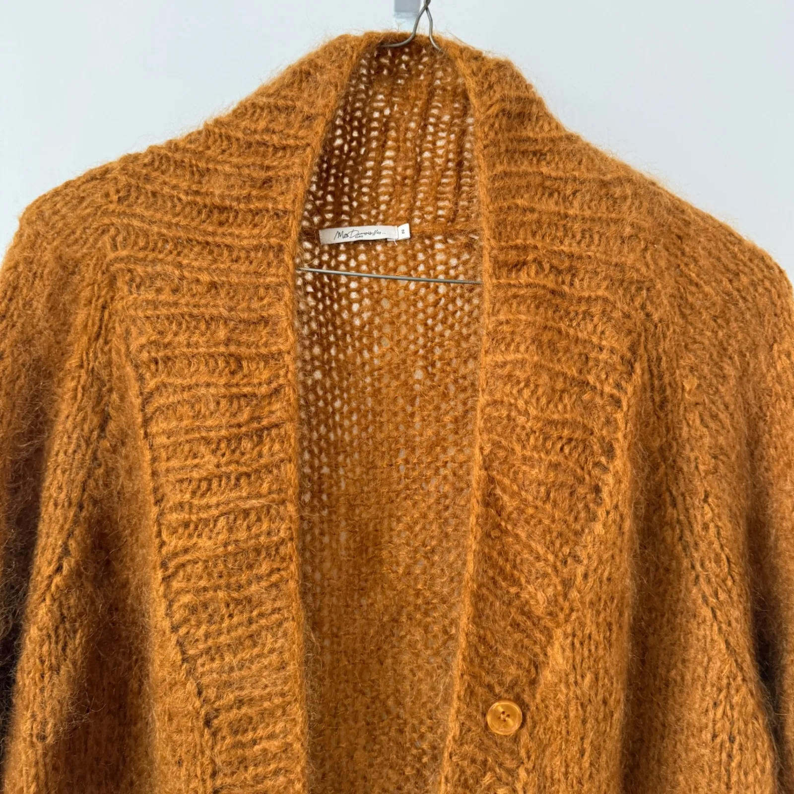 Mes Demoiselles Paris Mohair Acrylic Blend Cardigan Sweater Orange sz 2 Luxury - Image 2