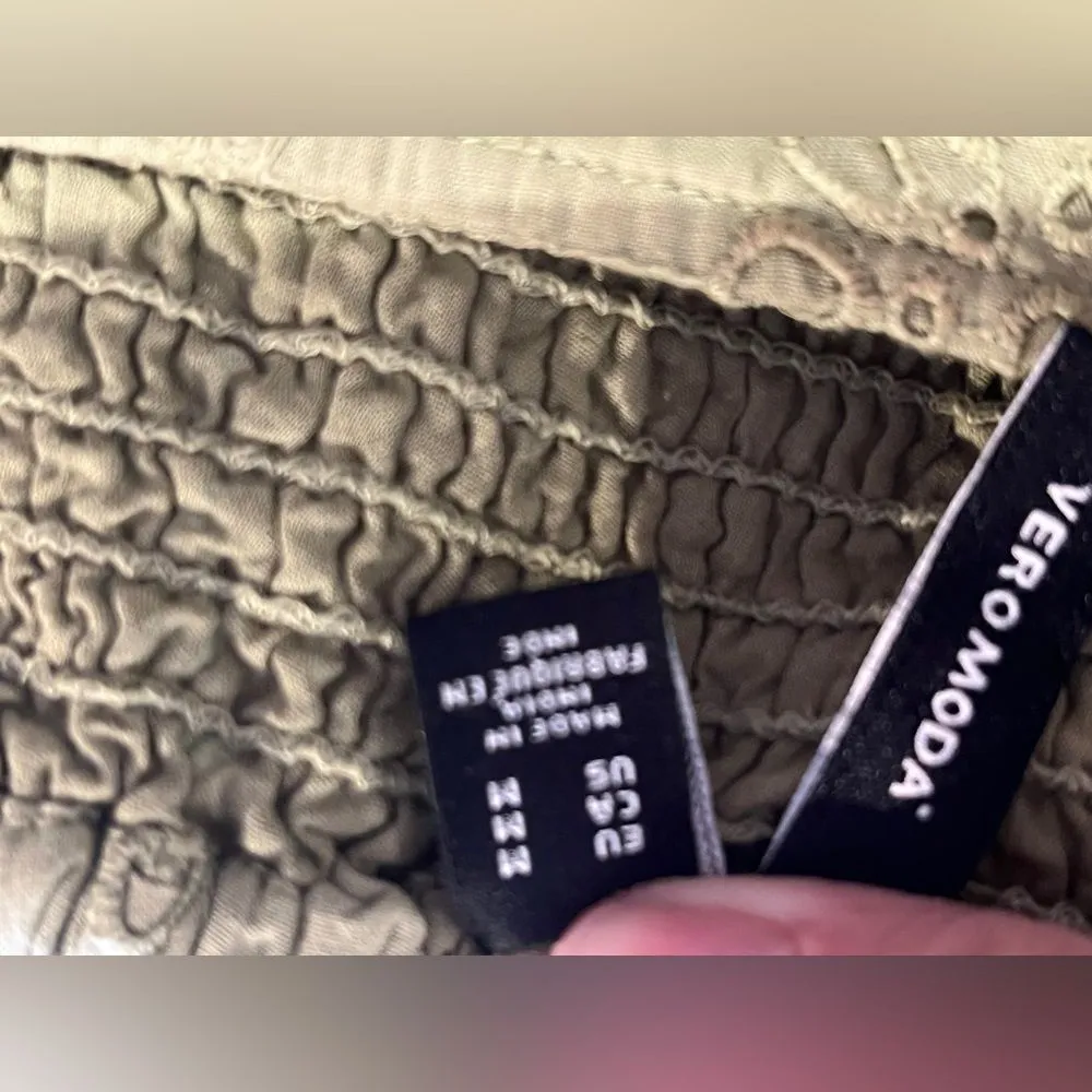 Vero Moda blouse made of cotton olive green with eyelet embroidery Size M - Image 6