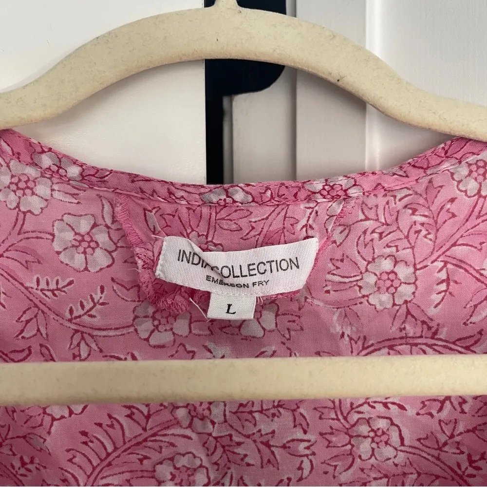 Emerson Fry India Collection BARDOT TOP CROCUS ORGANIC Pink Floral Size L - Image 3