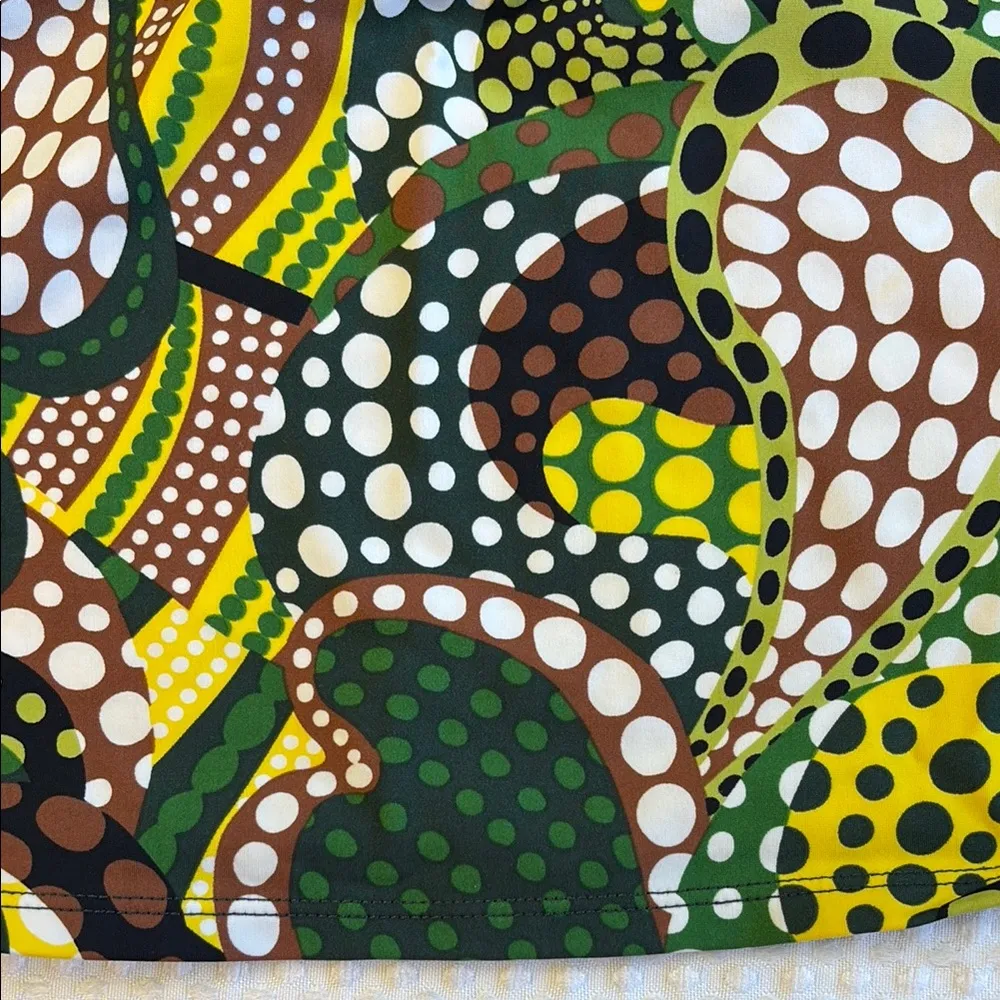 MERONA Tankini Halter Swimsuit Top Size LARGE Colorful Print Green Yellow - Image 12