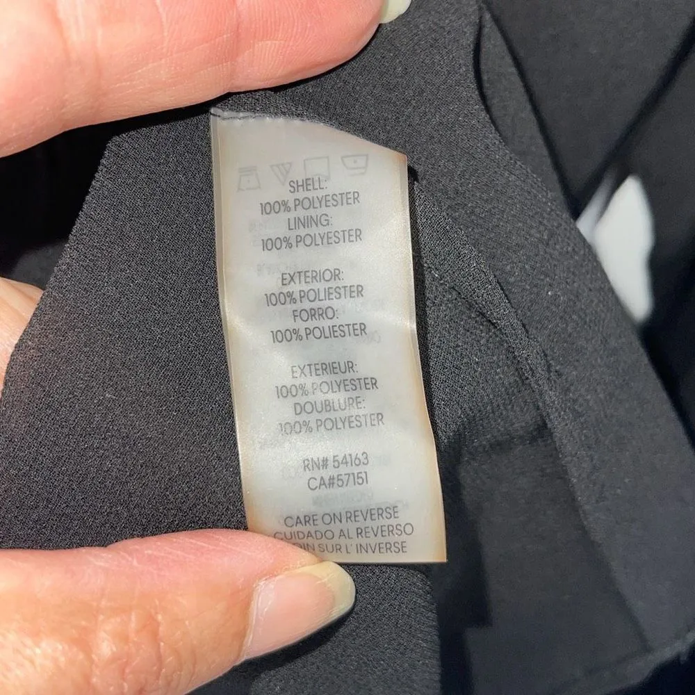 Calvin Klein Womens Sheer Long Sleeve Lined Button Up Shirt Blouse Black Size XS - Image 6