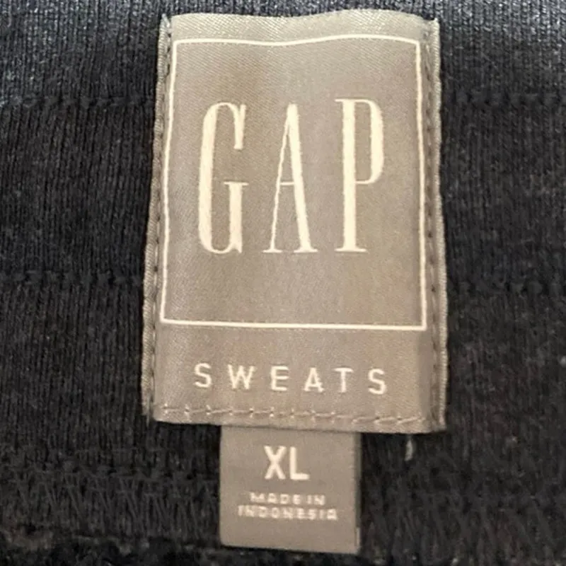 GAP Sweats Black Rib Knit Tapered High Waist Drawstring Trousers Jogger Pants XL - Image 4