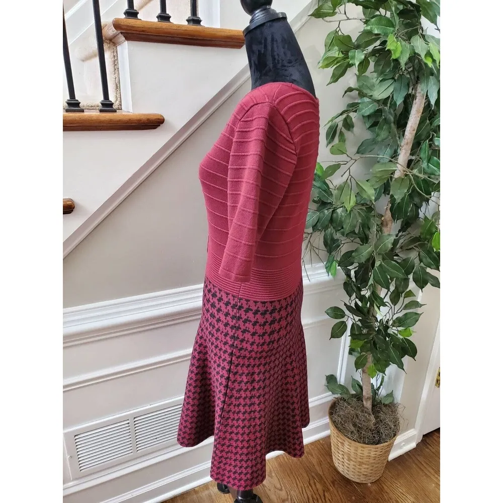 Candies Maroon Rayon Round Neck 3/4 Sleeve Knee Length Sweater Dress Size XL - Image 6