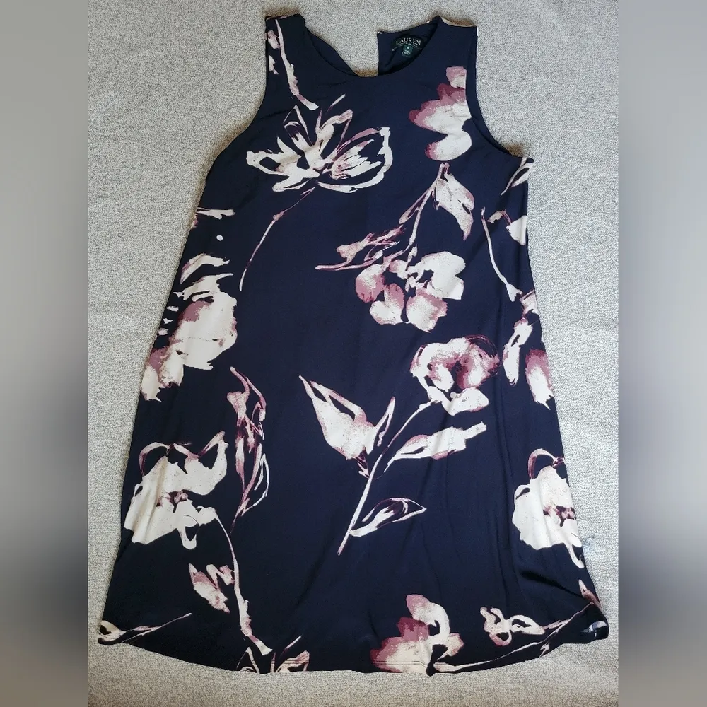 Ralph Lauren Blue and Pink Sleeveless Tank Midi Dress Size18 - Image 8