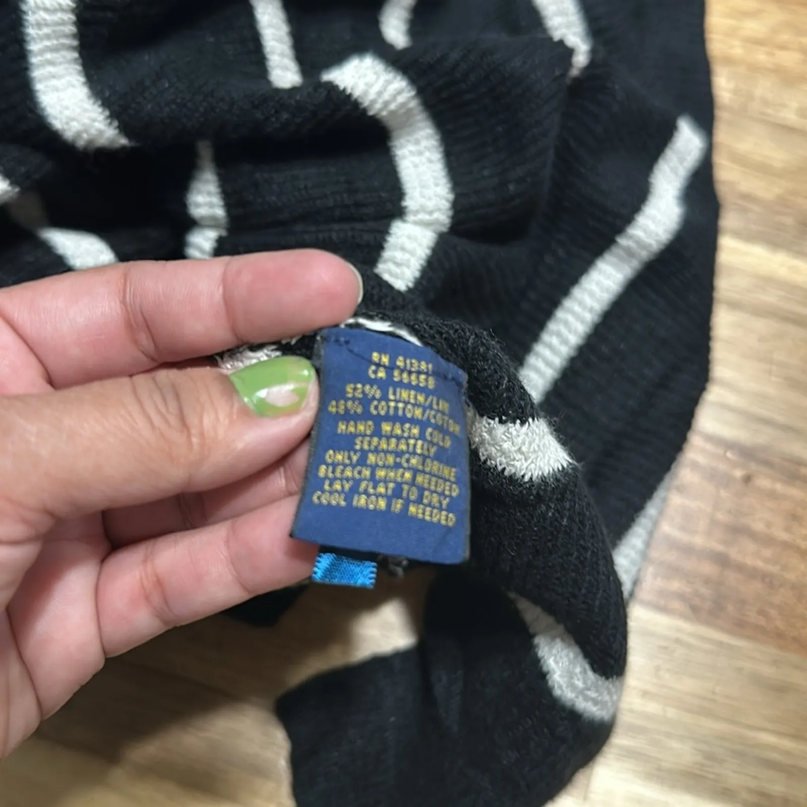 Polo Ralph Lauren Black Striped Mock Neck Sweater – Button Shoulder, Women’s - Image 9