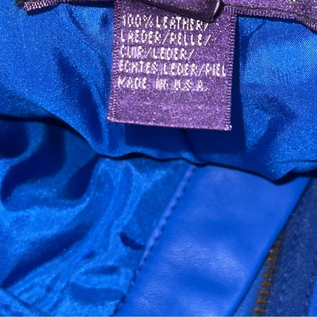 Ralph Lauren Purple Label Vintage 12 Bright Blue Leather High Rise Jeans Pants - Image 8