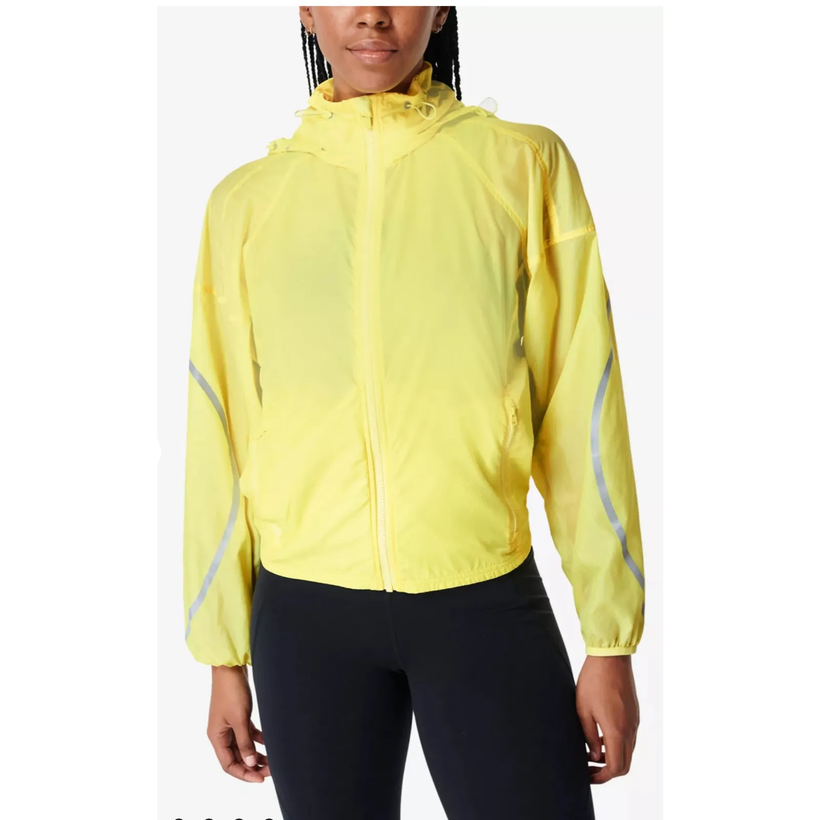 Sweaty Betty Pack Away Hooded Jacket in Yellow Water Lilly‎ Size Small - Image 5