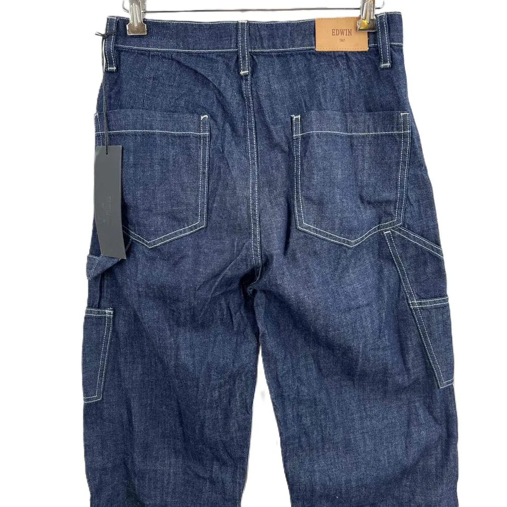 EDWIN Jean Blue Dark Rinse Bailee Worker Pants Carpenter Utility Sz 24 New - Image 4