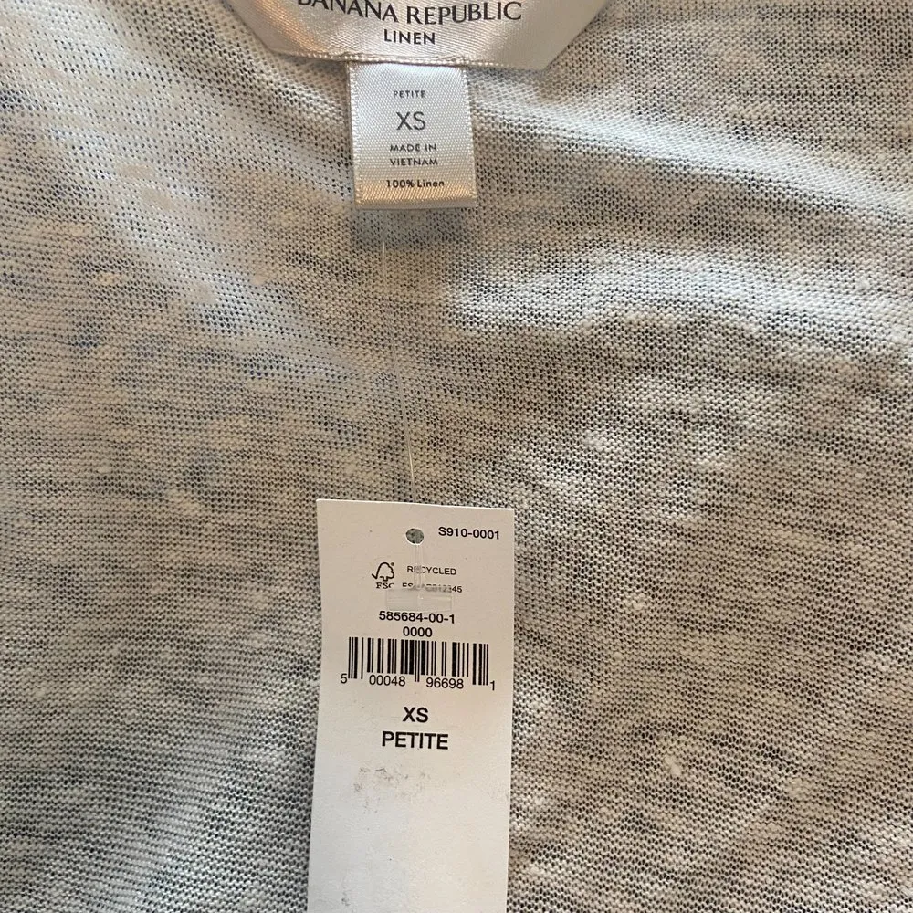 Banana Republic Cream Linen Wrap Front Cardigan Short Sleeve Sz XS - Image 5