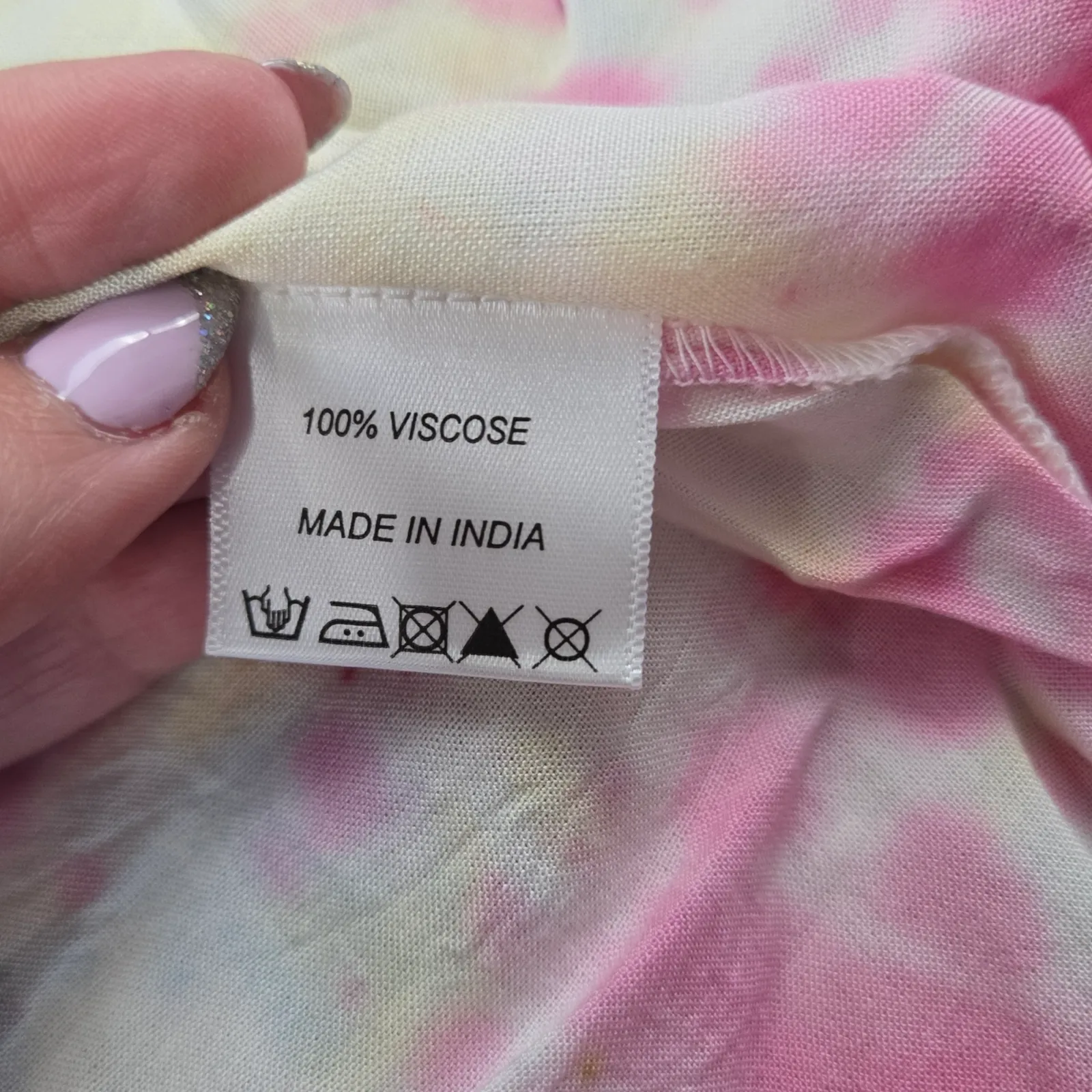 Pink White Tie Dye Smocked Off the Shoulder Area Stars Kaia Dress Size Medium - Image 9