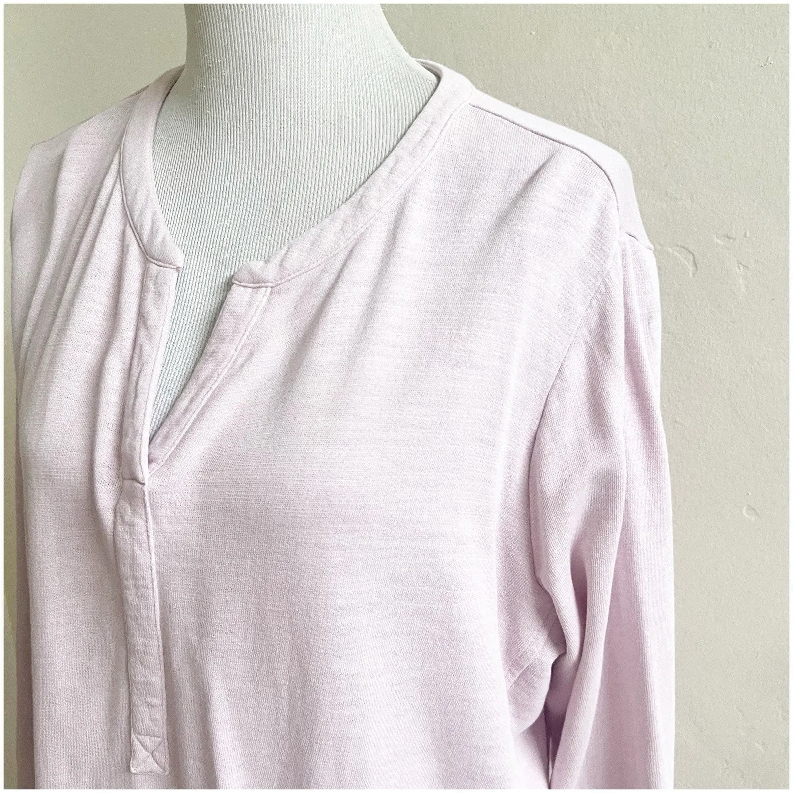 J. Jill Organic Cotton Henley Neck Sweater Pink Size XL Relaxed Beachy Casual - Image 8