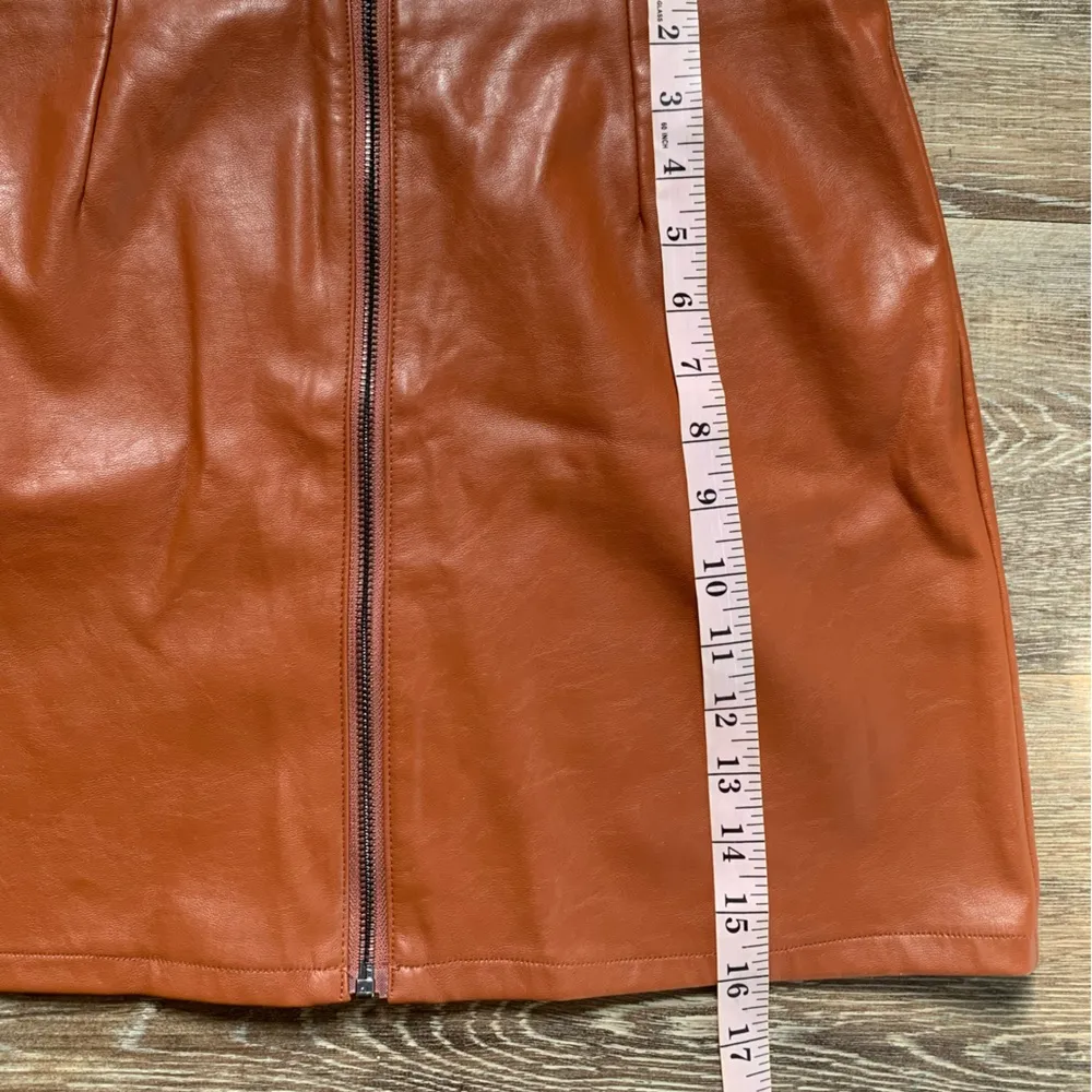 Hyfve Hyfve Hyfve Light Brown Pleather Zip Up Mini Skirt M - Image 7