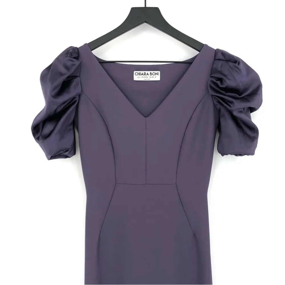 CHIARA BONI La Petite Robe Meve V-Neck Satin Sleeve Mermaid Gown 40 / 4 / S - Image 2