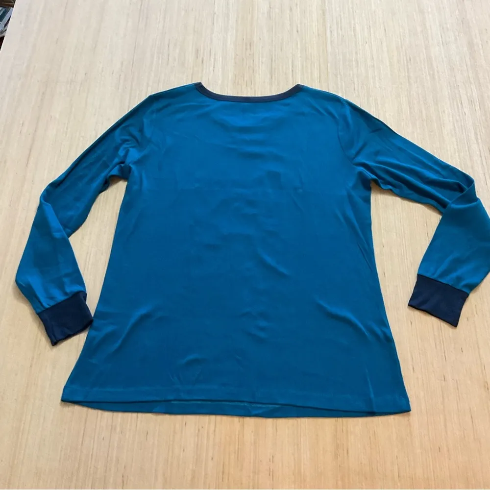 Wondershop Womens Sleep Shirt L Blue Christmas Black Joy Long Sleeve Cotton Tee Size L - Image 4