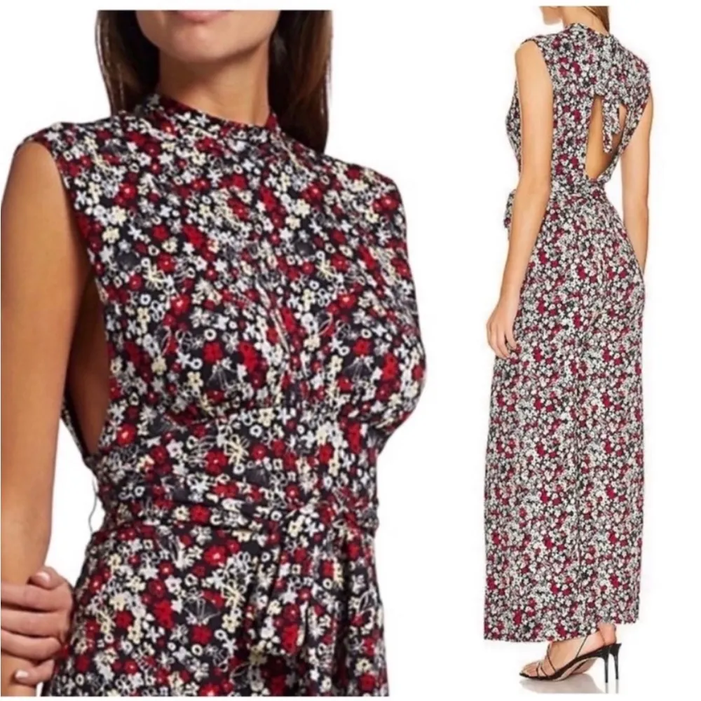 Free People Vibe Check floral jumpsuit tie waist and back sz XS - Image 4