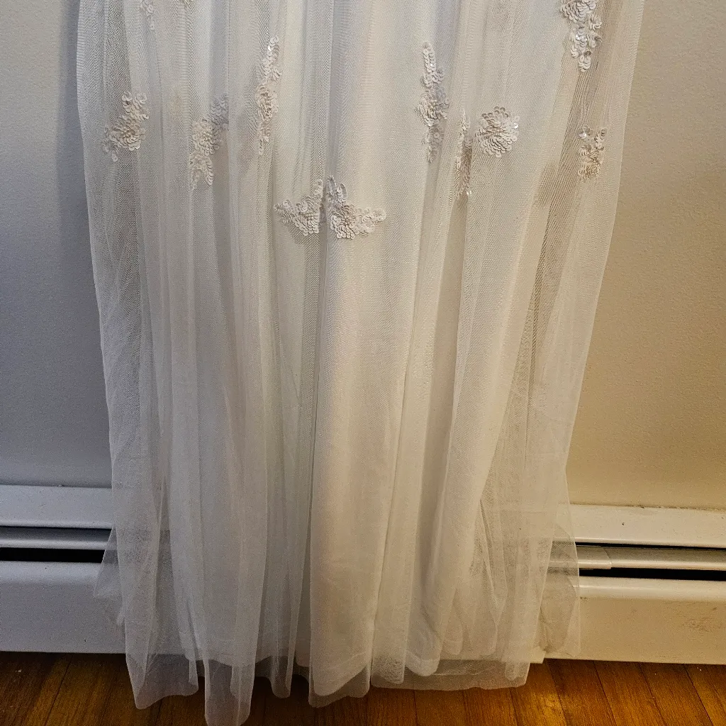 Adrianna Papell Dress Marshall Elegant Ivory White Wedding Maxi Beaded Bridal - Image 7