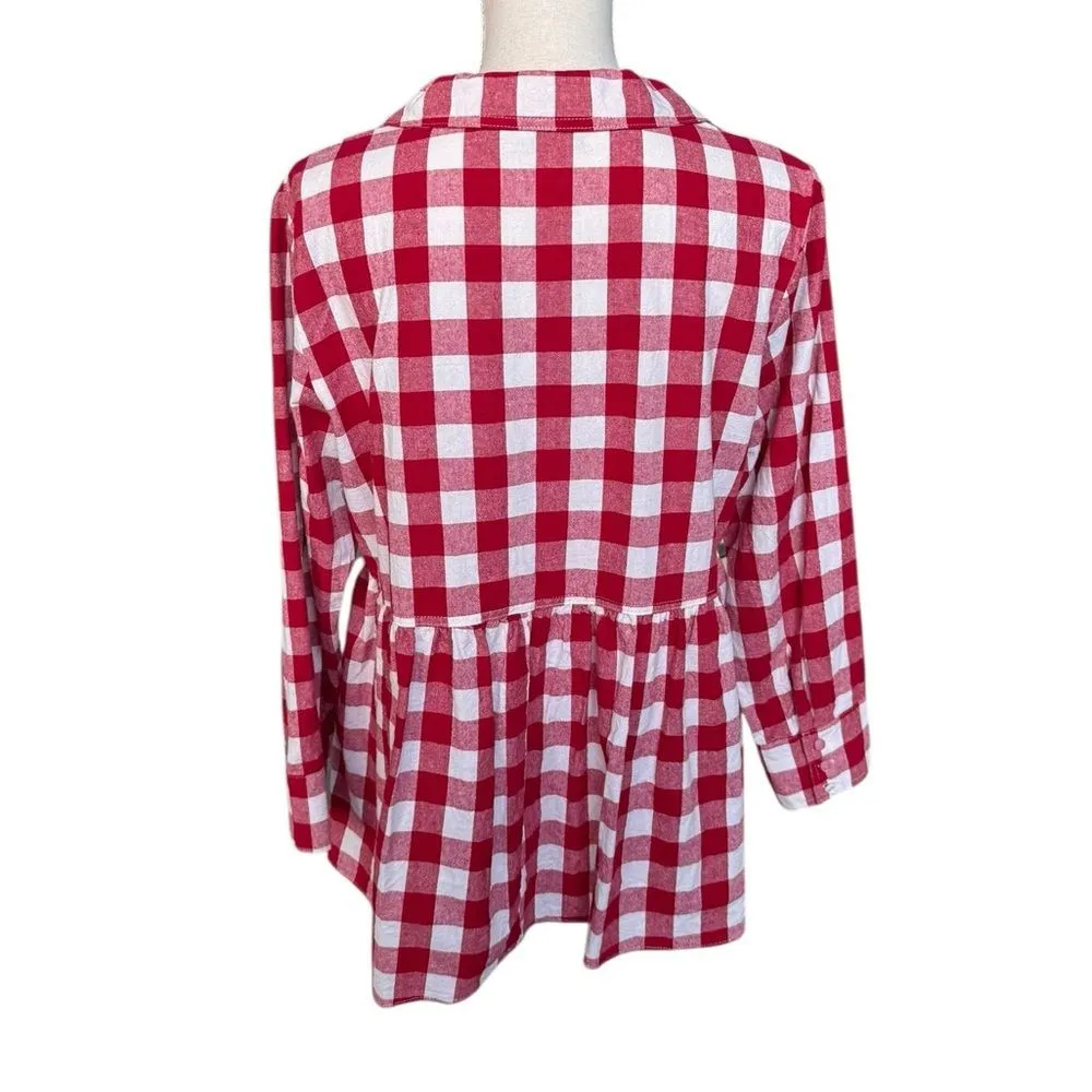 Tuckernuck Pomander Place Apple Red Gingham Scarlett Button Down shirt L - Image 5
