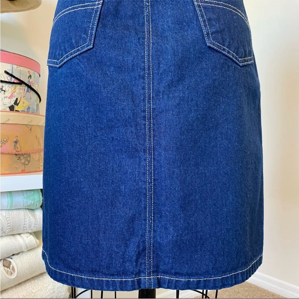 Vintage 90s Y2K Tommy Hilfiger Denim Mini Skirt Front Button Down Medium Wash M - Image 12