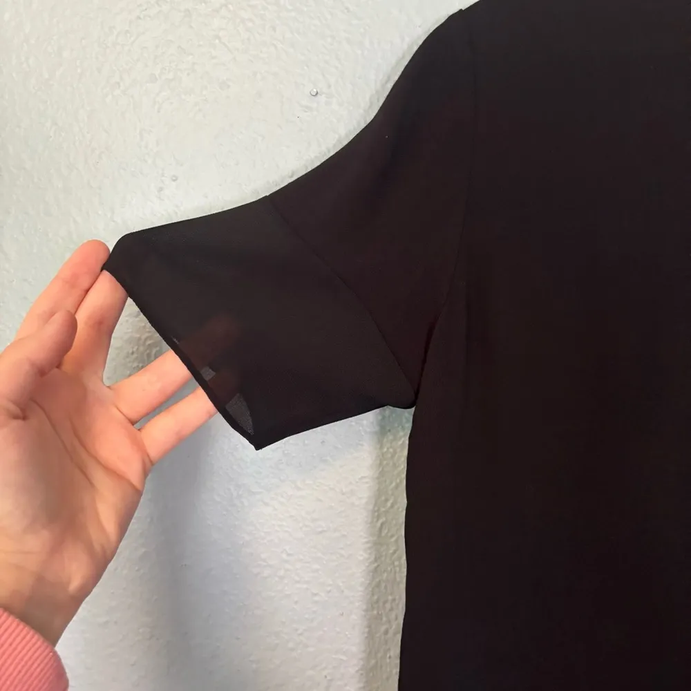 & Other Stories Black Sheer Panel Round Neck Short Sleeve Blouse 4 Office Preppy - Image 10